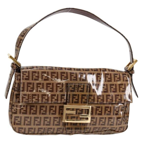 FENDI Zucchino Canvas Mamma Baguette Bag Coated Canvas Beige Gold - Picture 1 of 14